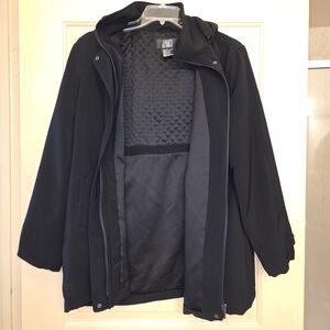 XL Womens J.Percy Black Polyester Winter Coat  Detachable Hoodie Quilted Lined